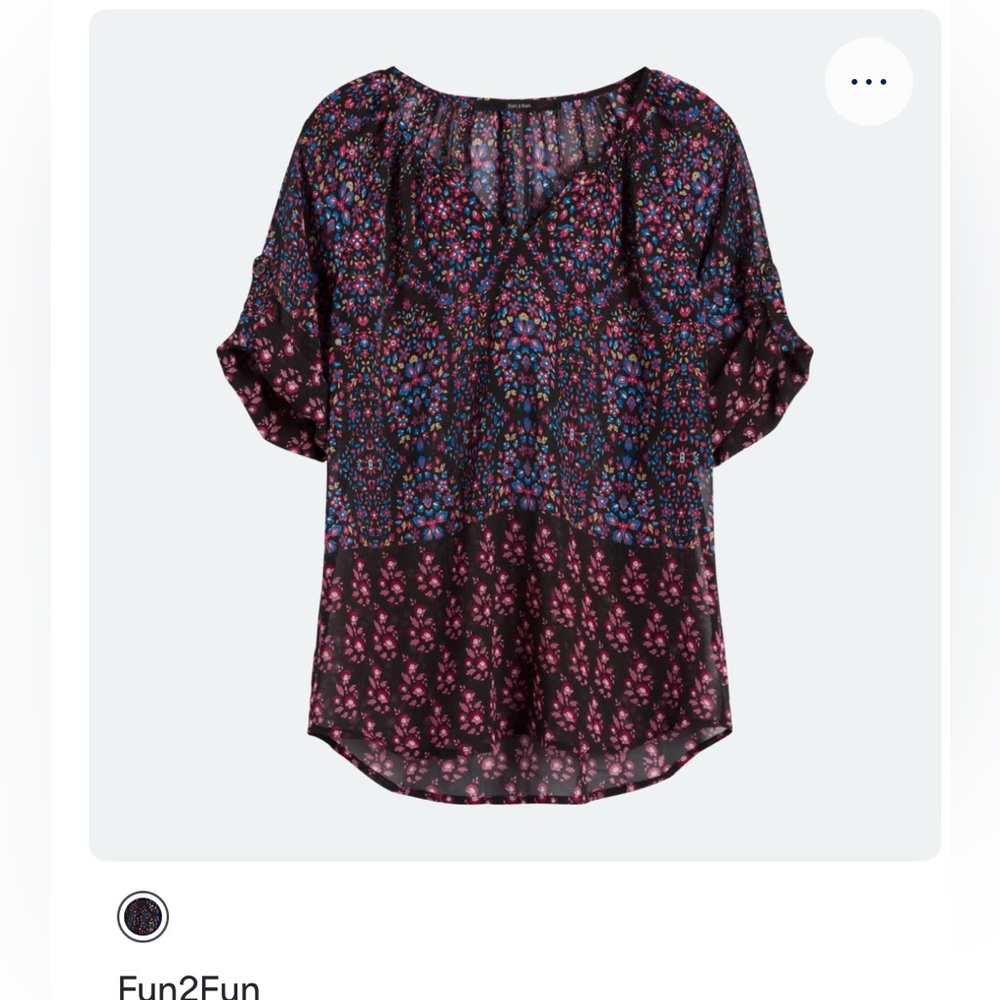Fun 2 Fun Mixed Stained Glass Print Women's Top 3/4 Sleeves sheer XXL
